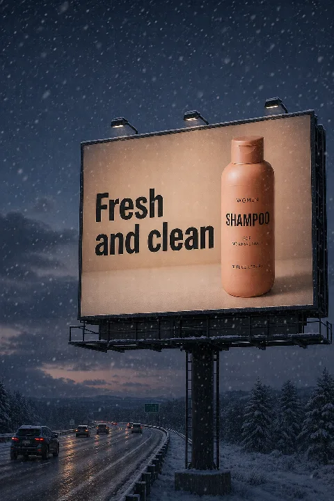 Transform an existing scene into a snowy winter evening.