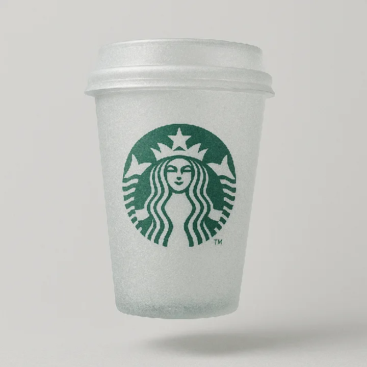 A reference object becomes soft translucent glass on a pale studio background.