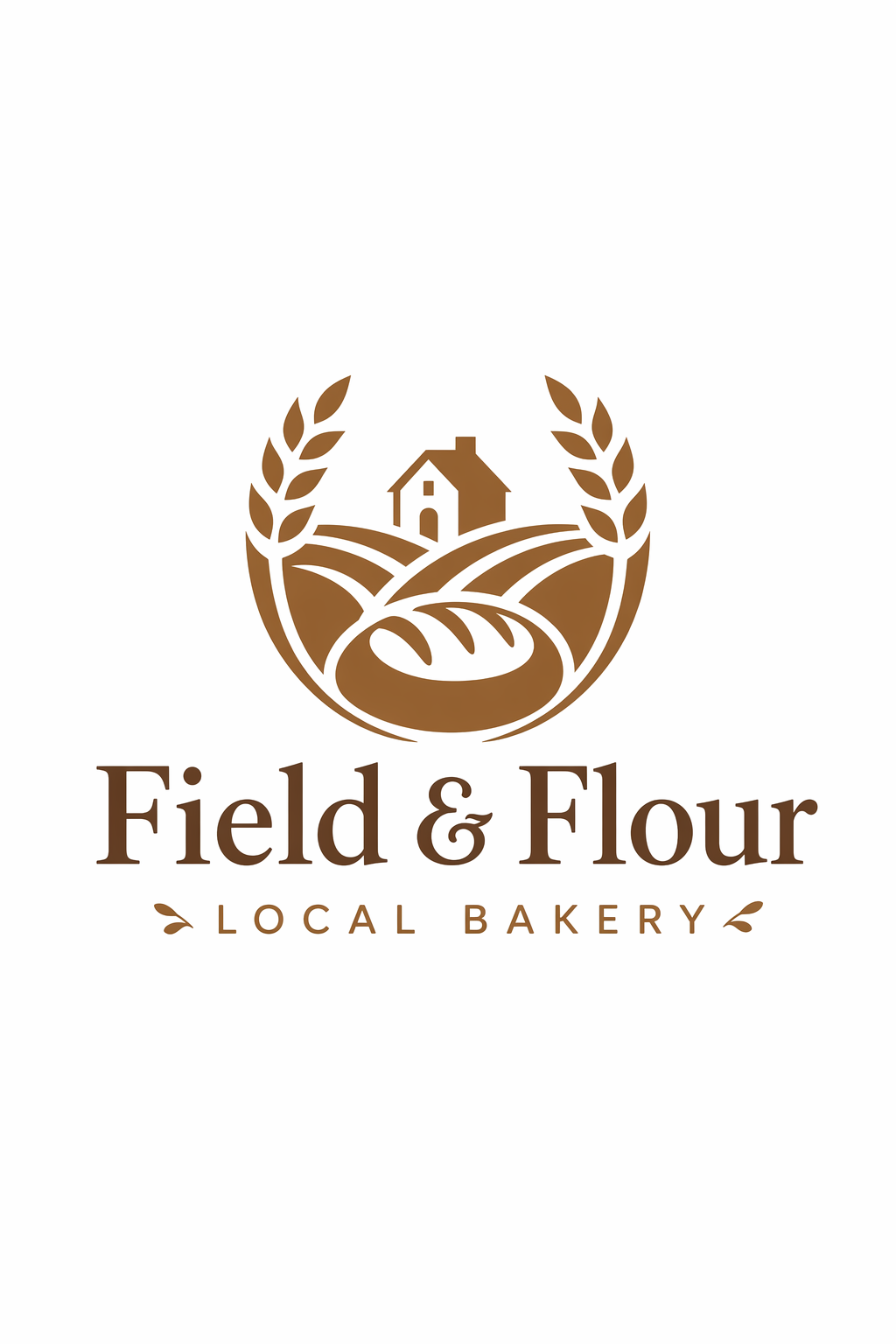 A warm bakery identity with simple lettering and a transparent background.