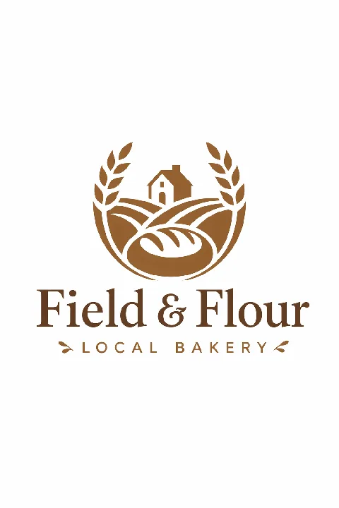 A warm bakery identity with simple lettering and a transparent background.