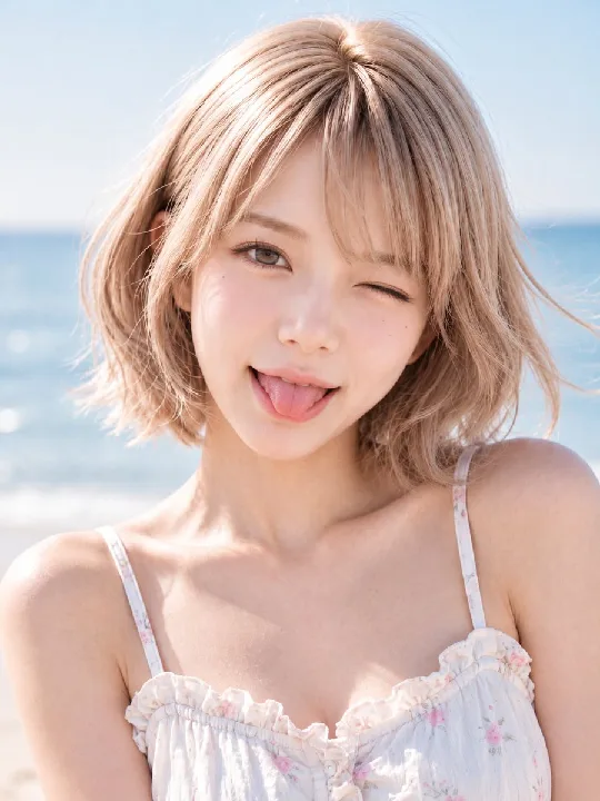 Change a reference portrait to a wink while preserving identity and visual style.