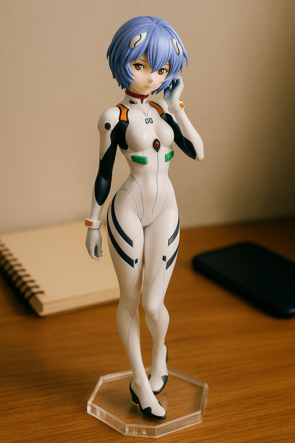 A person's pose and clothing are reimagined as a detailed desktop figurine.