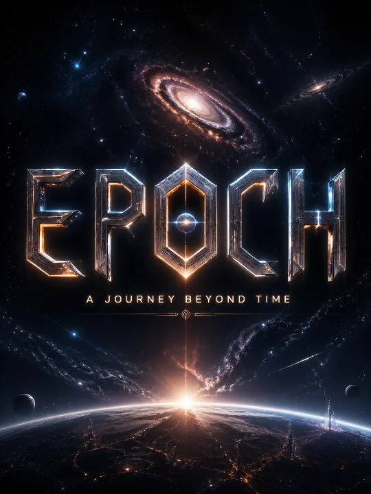 Futuristic lettering sits against distant galaxies in a cinematic title card.