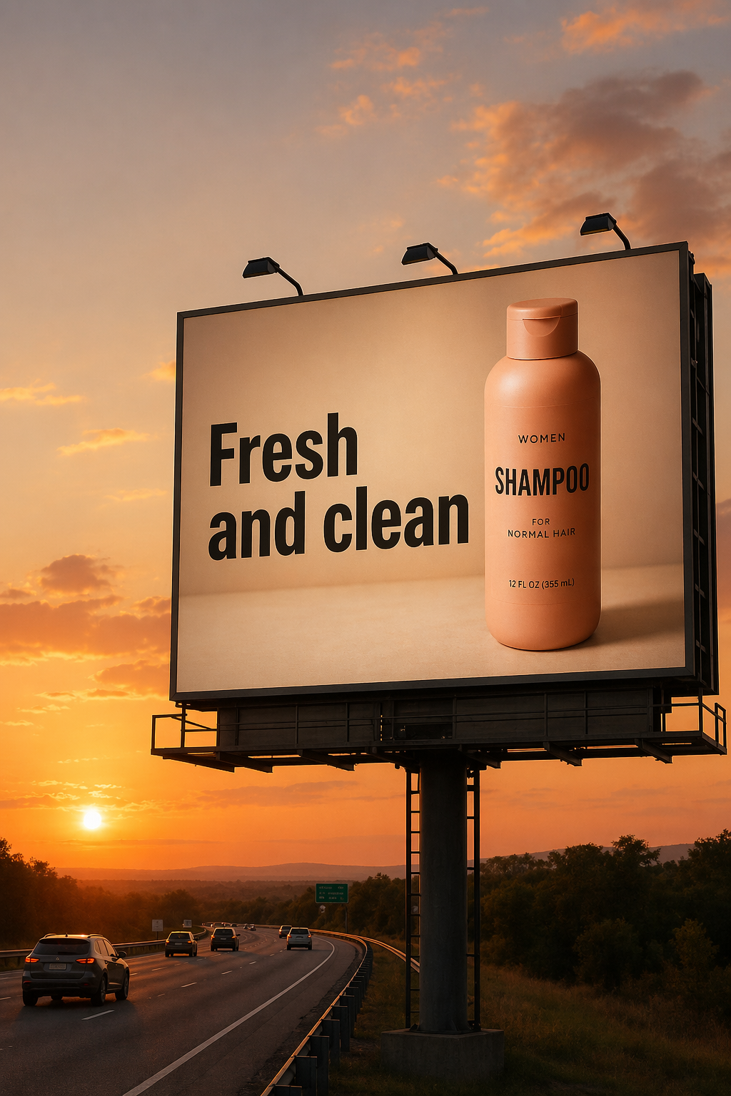 An outdoor billboard displaying advertising copy in a street scene.